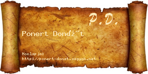 Ponert Donát névjegykártya